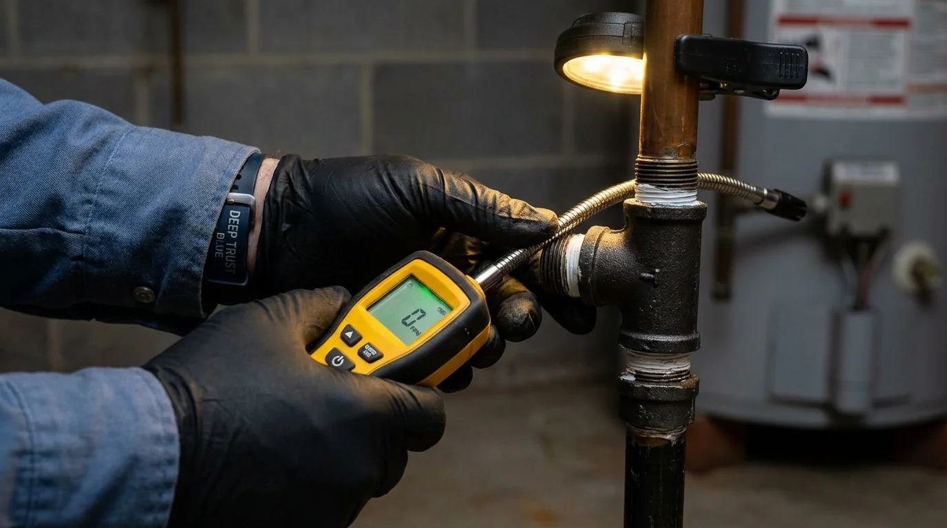 Gas leak detection with electronic sniffer by Johns Plumbing LLC in Breese
