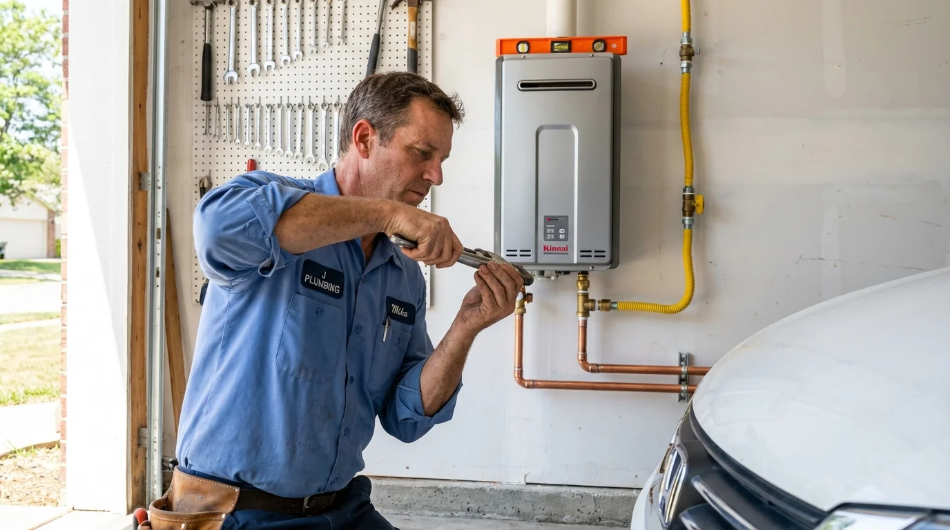 Tankless water heater installation by a Johns Plumbing LLC plumber in Breese